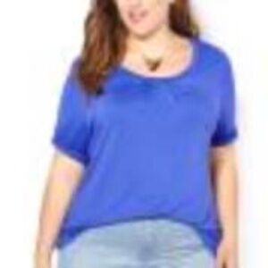 T-SHIRT, RELAXED FIT, PURPLE IMPRESSION (Kind of Blue), SIZE 4X, SCOOP NECK,